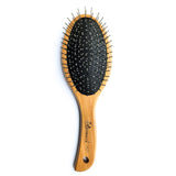 Bamboo Hair Brush - Round-tip metal bristles